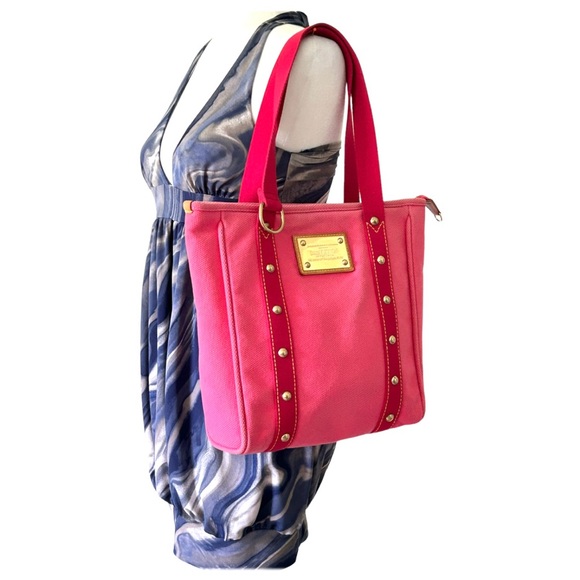 Louis Vuitton Handbags - LOUIS VUITTON Antigua Cabas Hippo MM Women’s Shoulder Bag Tote Bag Pink Red